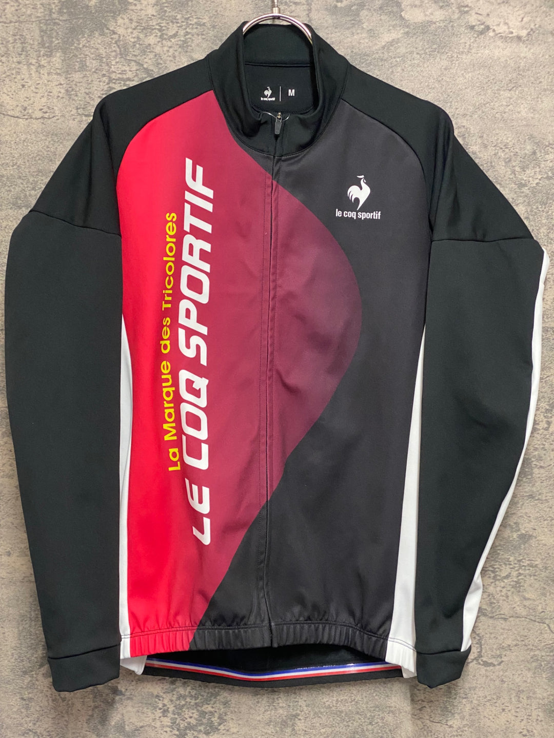 JP147 ルコックスポルティフ le coq sportif 長袖 サイクルジャージ 黒 赤 M 裏起毛