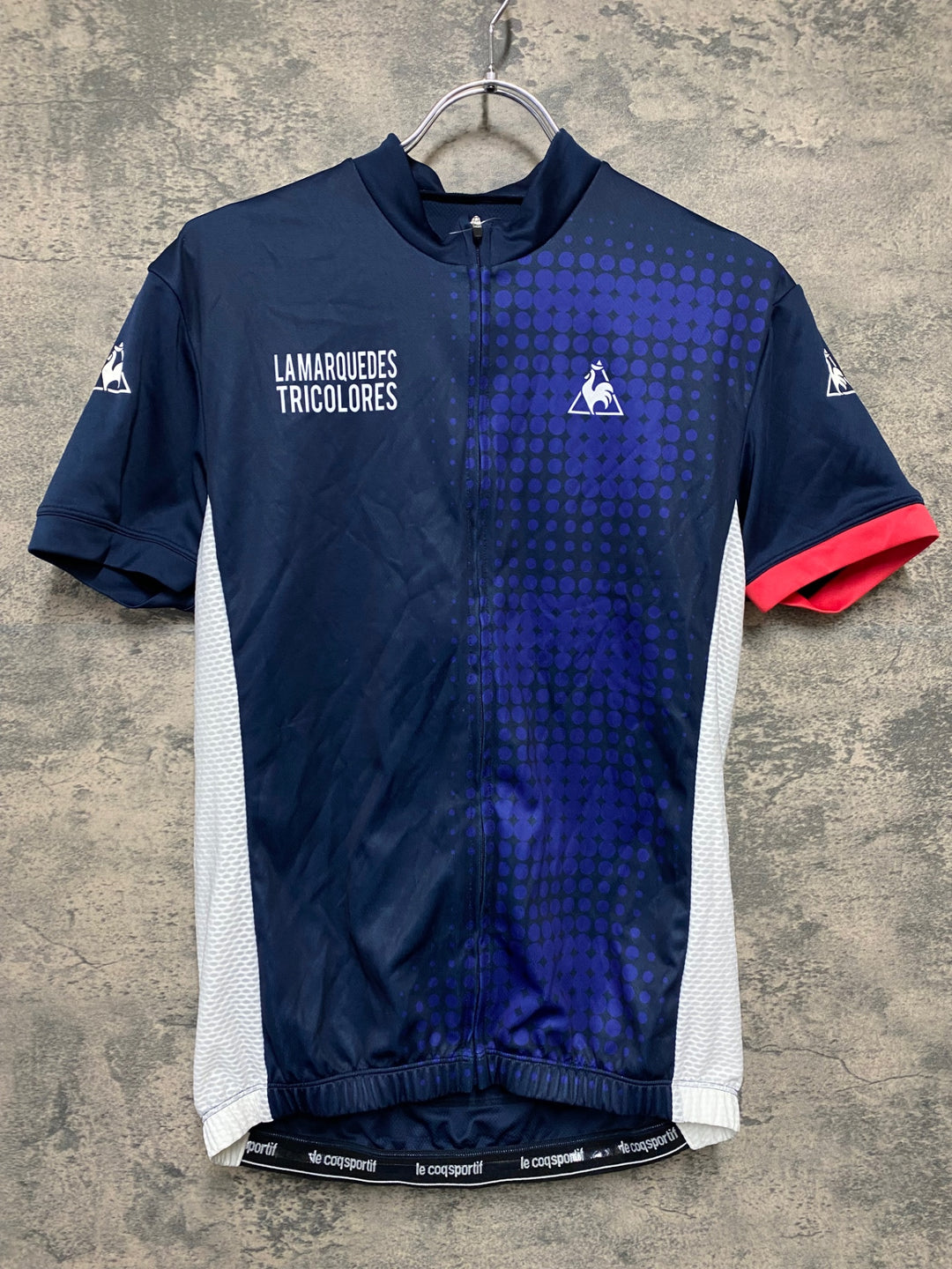 KC847 ルコックスポルティフ le coq sportif 半袖 サイクルジャージ 紺 L