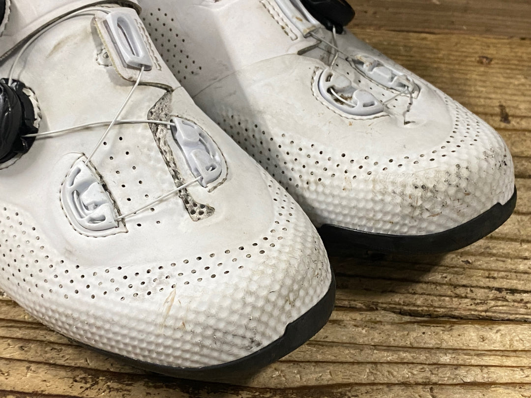 KH963 シマノ SHIMANO RC7 SHRC702M WIDE ビンディングシューズ 3穴 BOA 白 黒 EU43 ※右に僅かな穴有