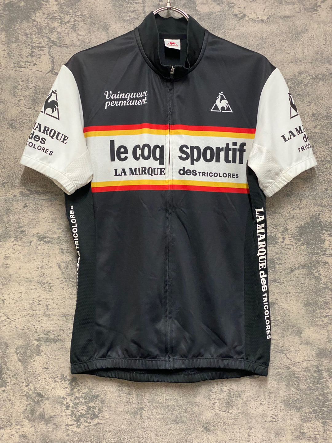 JN809 ルコックスポルティフ le coq sportif 半袖 サイクルジャージ 黒白 L