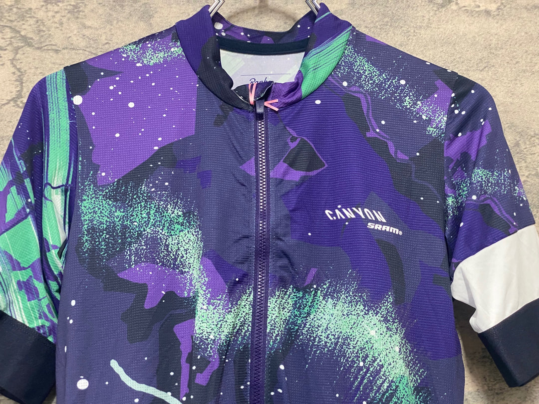 JE148 ラファ Rapha CANYON/SRAM PRO TEAM TRAINING JERSEY 半袖 サイクルジャージ パープル グリーン XS