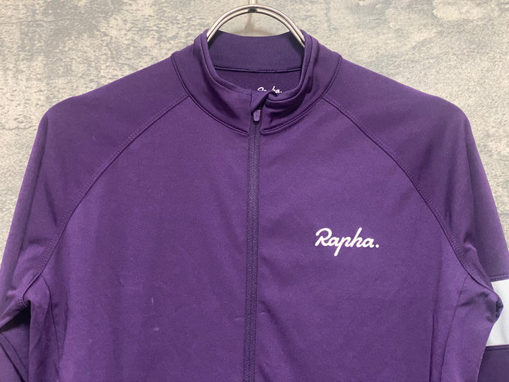 KE391 ラファ Rapha CORE LONG SLEEVE JERSEY 長袖 サイクルジャージ XS 紫 裏起毛 ※生地傷み