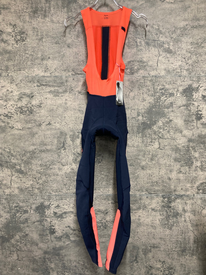 JE270 ラファ Rapha SOUPLESSE WINTER TIGHTS WITH PAD ビブタイツ ダークネイビー オレンジ レディース XXS 裏起毛