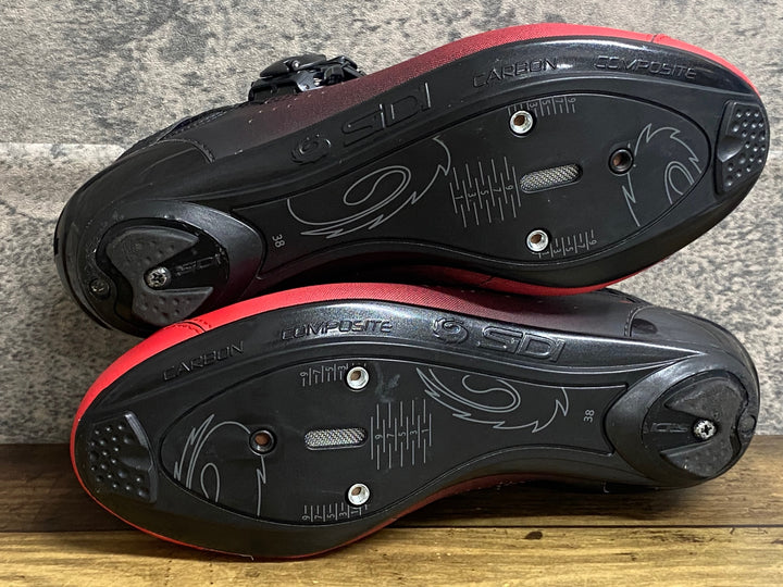 KL849 シディ SIDI GENIUS 10 ビンディングシューズ 赤 黒 3穴 EU38