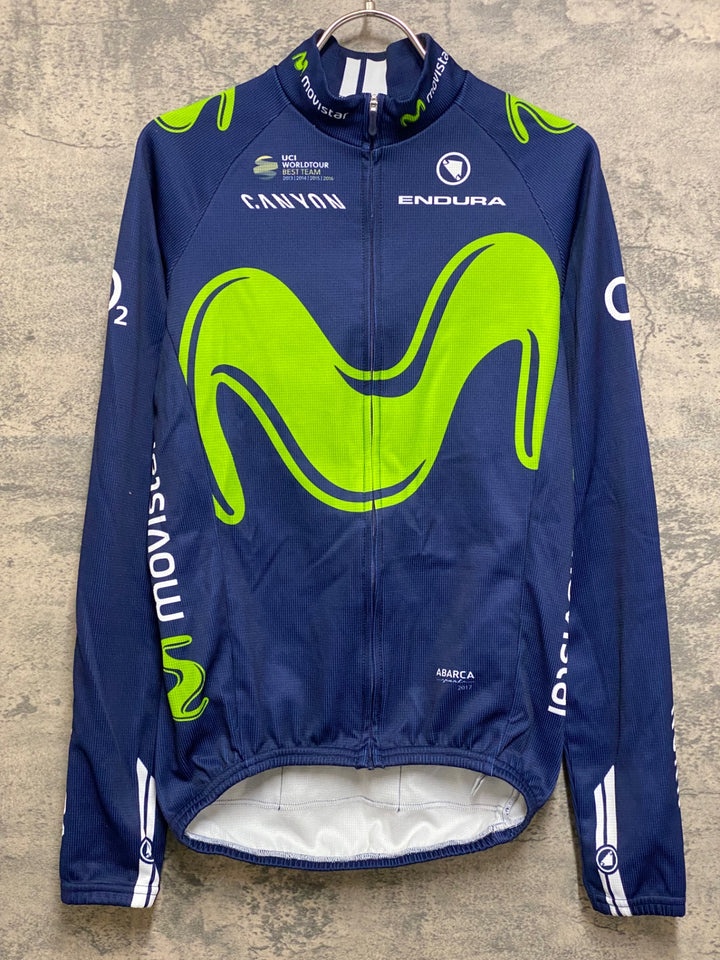 JS493 エンデュラ ENDURA 長袖 サイクルジャージ 濃紺 サイズ不明 movistar ※タグ劣化