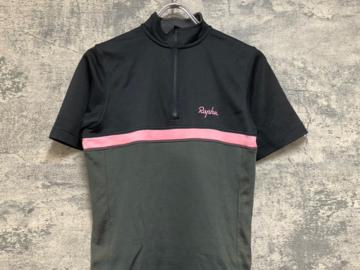 HZ799 ラファ Rapha クラブジャージ CLUB JERSEY 半袖 サイクルジャージ 黒 S ※色あせ