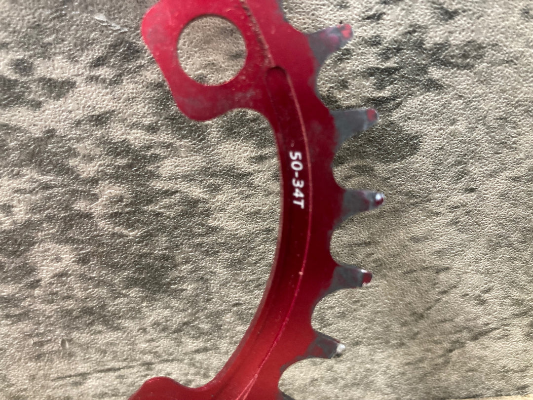 KN013 スギノ Sugino サイクロイド CYCLOID Super Hill Climb CY4-SHC-34T インナー 楕円 チェーンリング 赤 34T