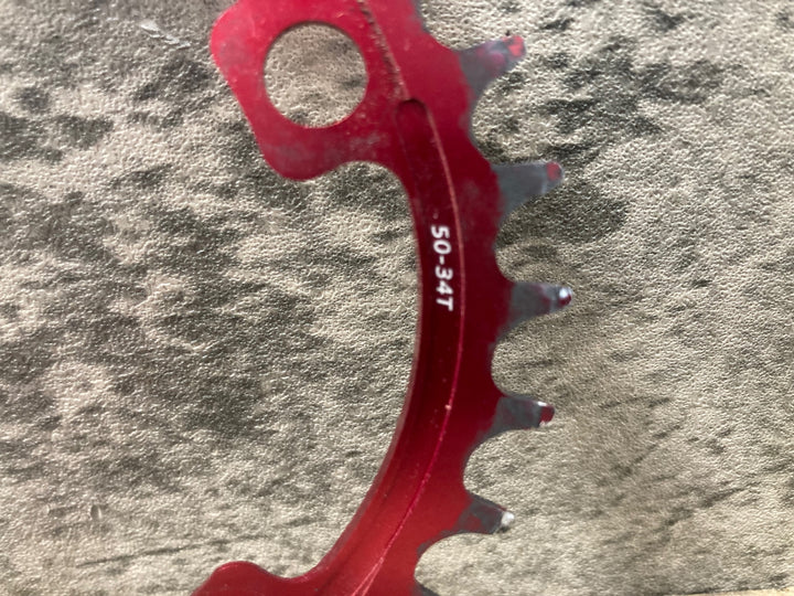 KN013 スギノ Sugino サイクロイド CYCLOID Super Hill Climb CY4-SHC-34T インナー 楕円 チェーンリング 赤 34T