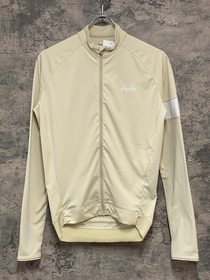 JZ020 ラファ Rapha MEN'S LONG SLEEVE CORE JERSEY 長袖 サイクルジャージ ベージュ S 裏起毛