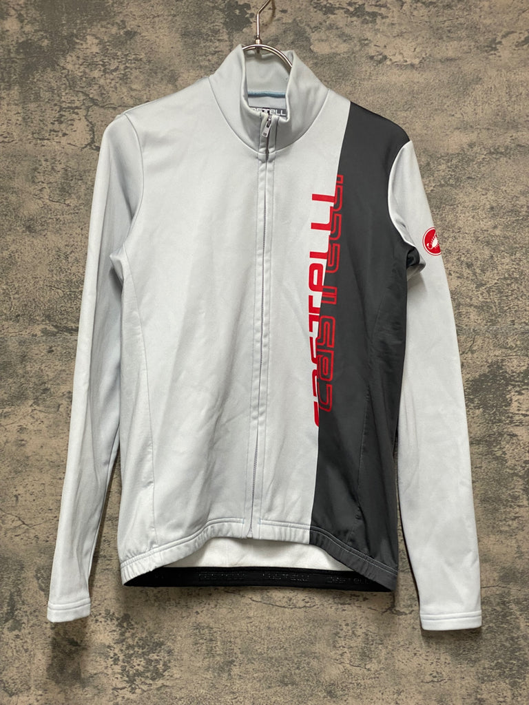 KB405 カステリ CASTELLI 長袖 サイクルジャージ 白グレー S 裏起毛