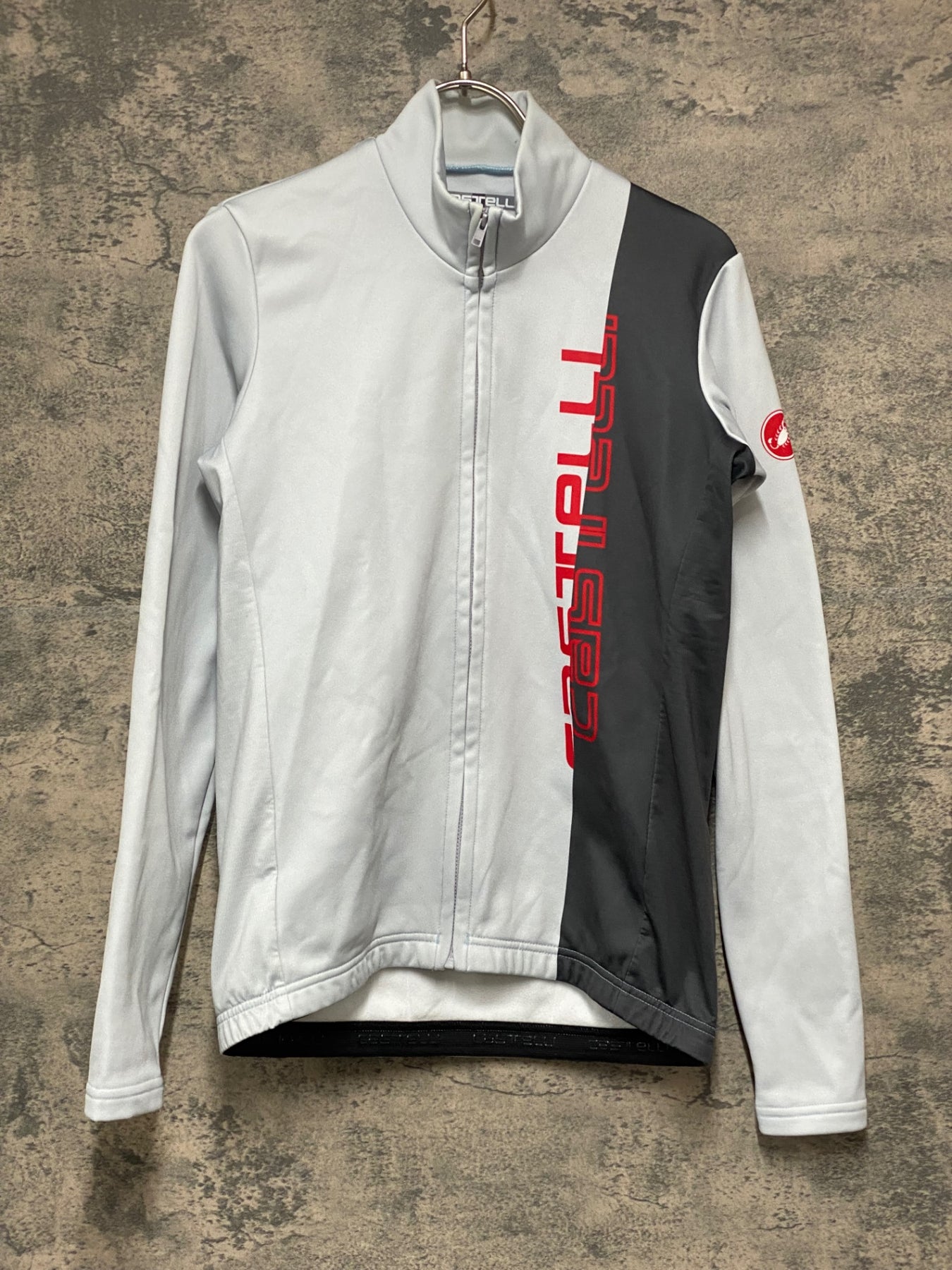 KB405 カステリ CASTELLI 長袖 サイクルジャージ 白グレー S 裏起毛