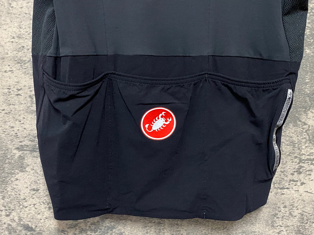 KB214 カステリ CASTELLI 半袖 サイクルジャージ 黒 XL ※ほつれ