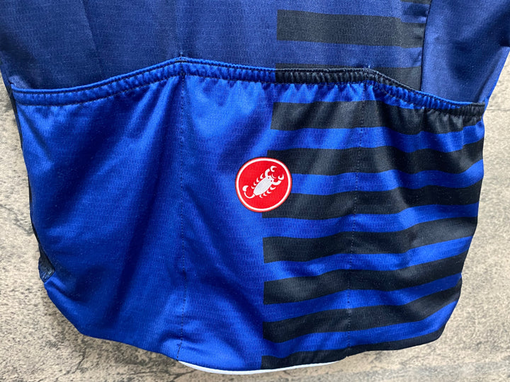 JQ889 カステリ CASTELLI ROSSOCORSA 半袖 サイクルジャージ 青 L