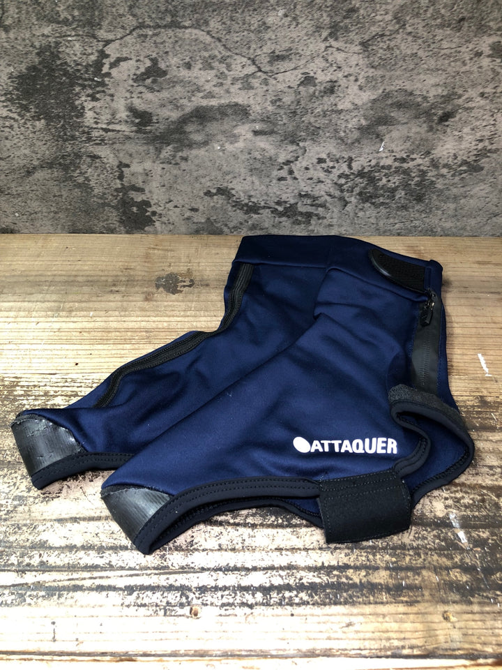 JN366 アタッカー ATTAQUER シューズカバー 紺 M 裏起毛 ※剥がれのためジャンク