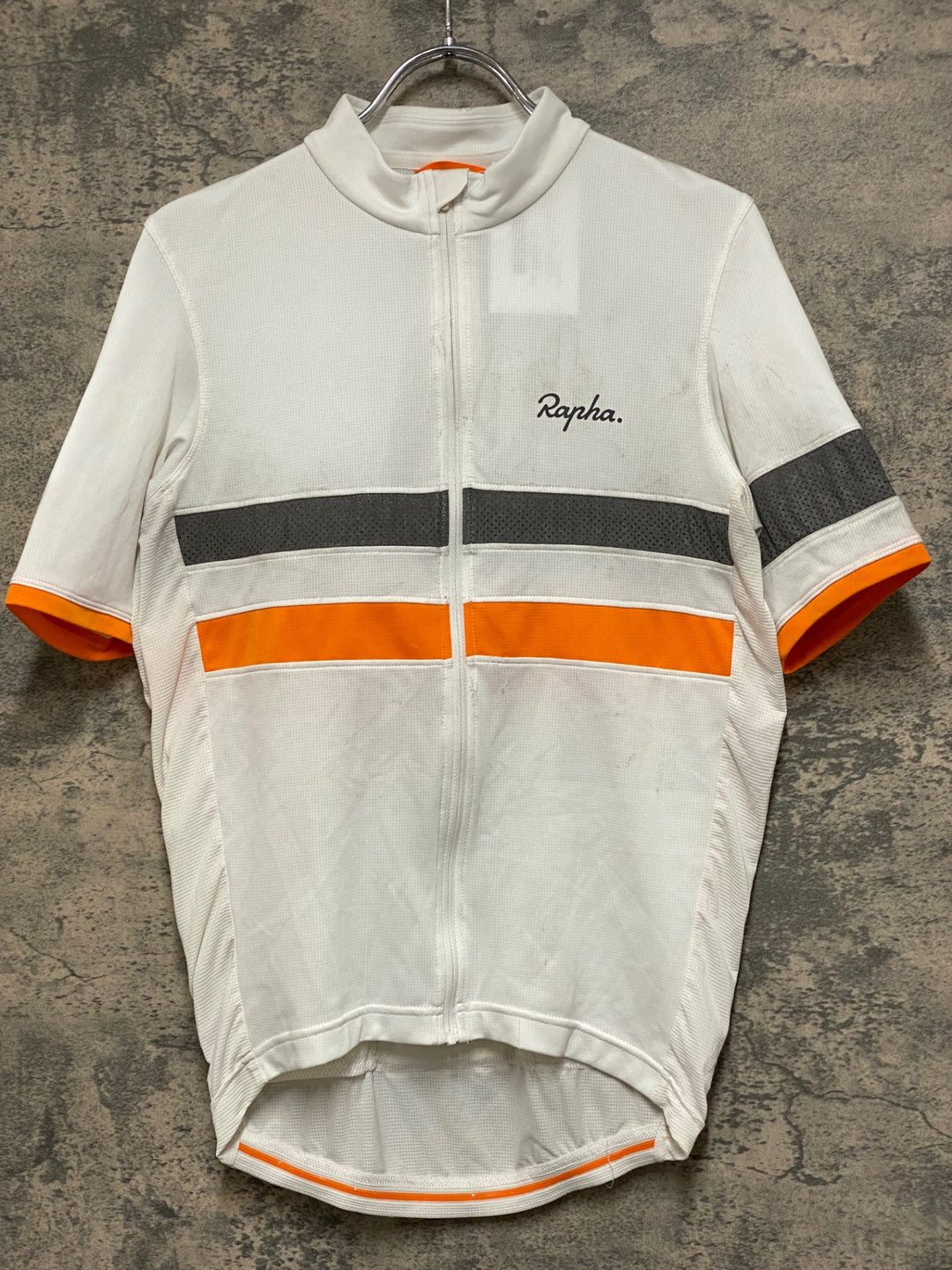 JM005 ラファ Rapha BREVET LIGHTWEIGHT JERSEY 半袖 サイクルジャージ 白 M ※汚れ
