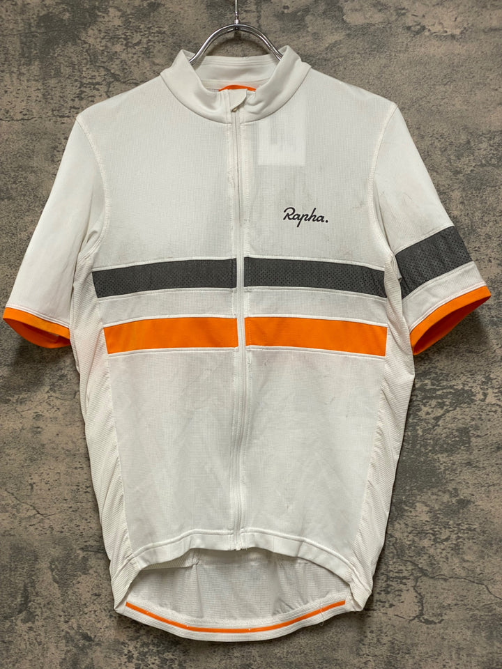 JM005 ラファ Rapha BREVET LIGHTWEIGHT JERSEY 半袖 サイクルジャージ 白 M ※汚れ
