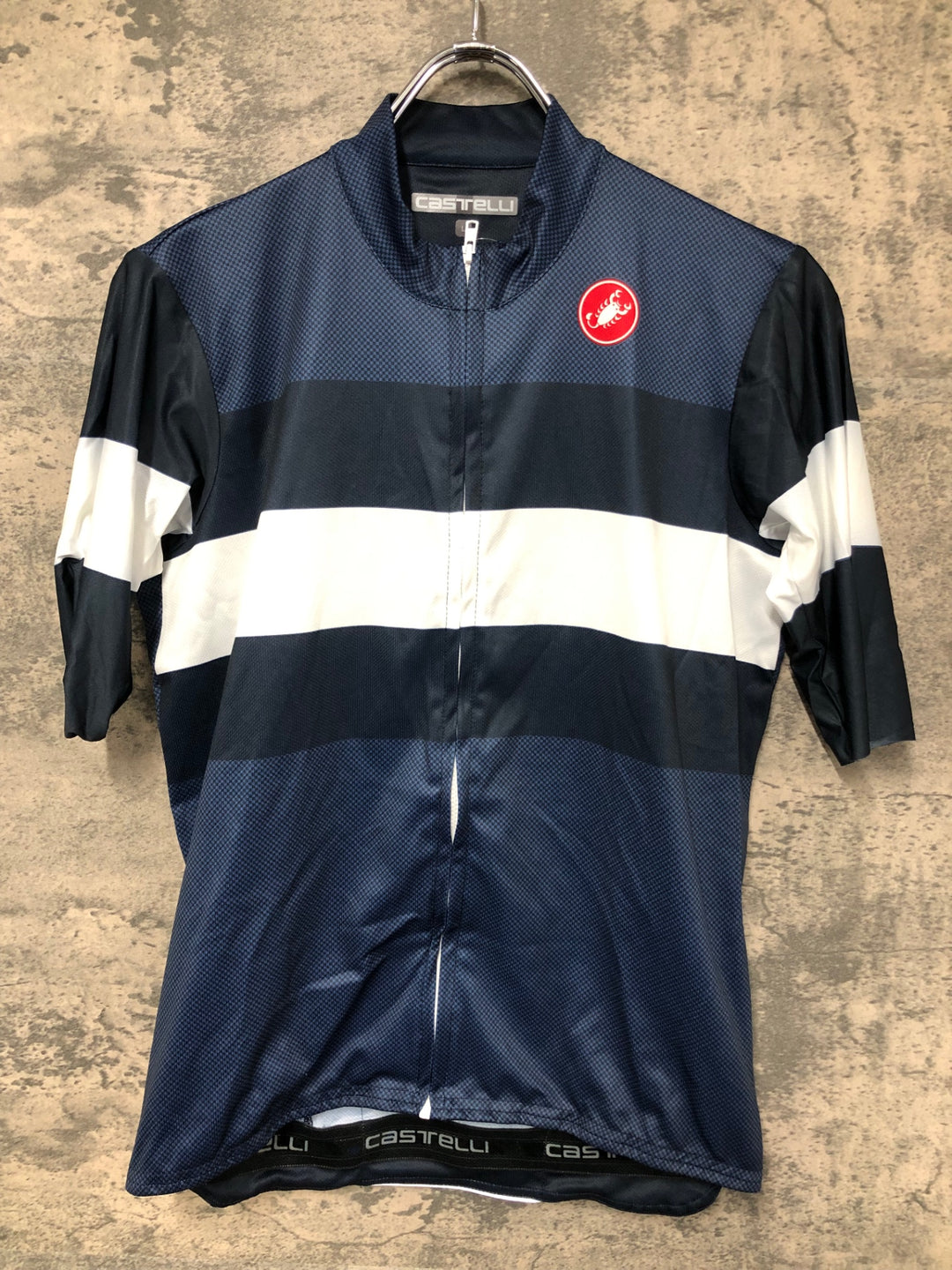 JJ815 カステリ CASTELLI 半袖 サイクルジャージ 紺 白 L