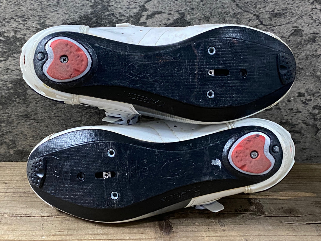 KH566 シディ SIDI WIRE VENT CARBON ビンディングシューズ 3穴 白 EU40 ※かかとソール減り