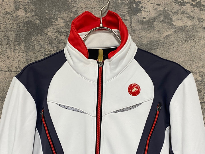 JW444 カステリ CASTELLI 長袖 サイクルジャケット 白 黒 S 裏起毛 GORE WINDSTOPPER