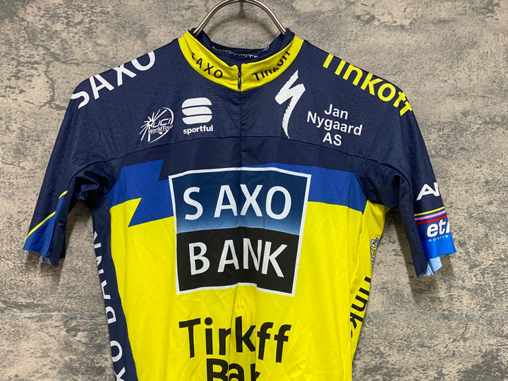 KF185 スポーツフル sportful 半袖 サイクルジャージ ネイビー 黄 M SAXO Tinkoff