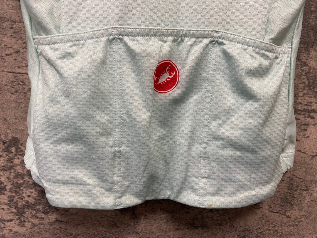 JP861 カステリ CASTELLI ロッソコルサ ROSSO CORSA 半袖 サイクルジャージ 水色 XS レディース