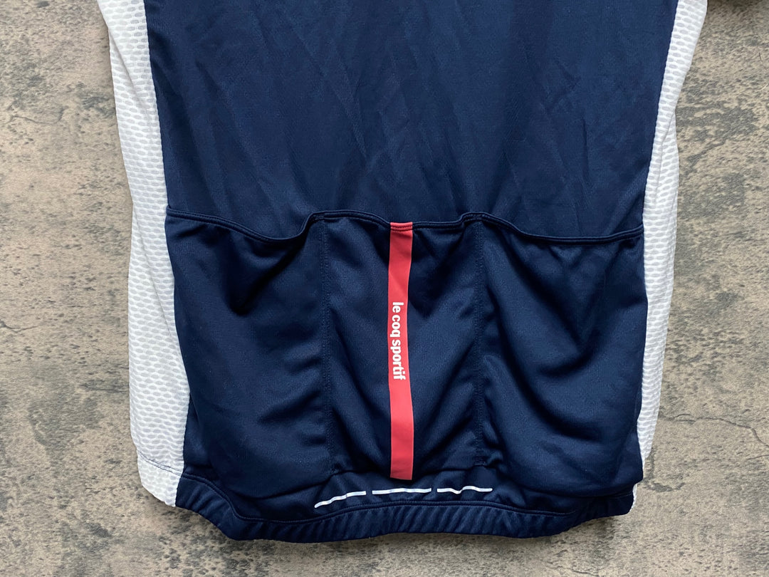 KC847 ルコックスポルティフ le coq sportif 半袖 サイクルジャージ 紺 L