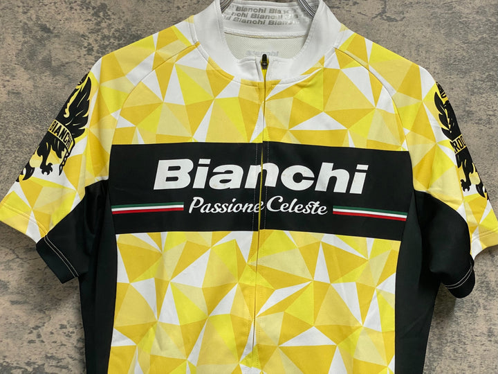 JP879 ビアンキ Bianchi 半袖サイクルジャージ  黄 L ※シミあり