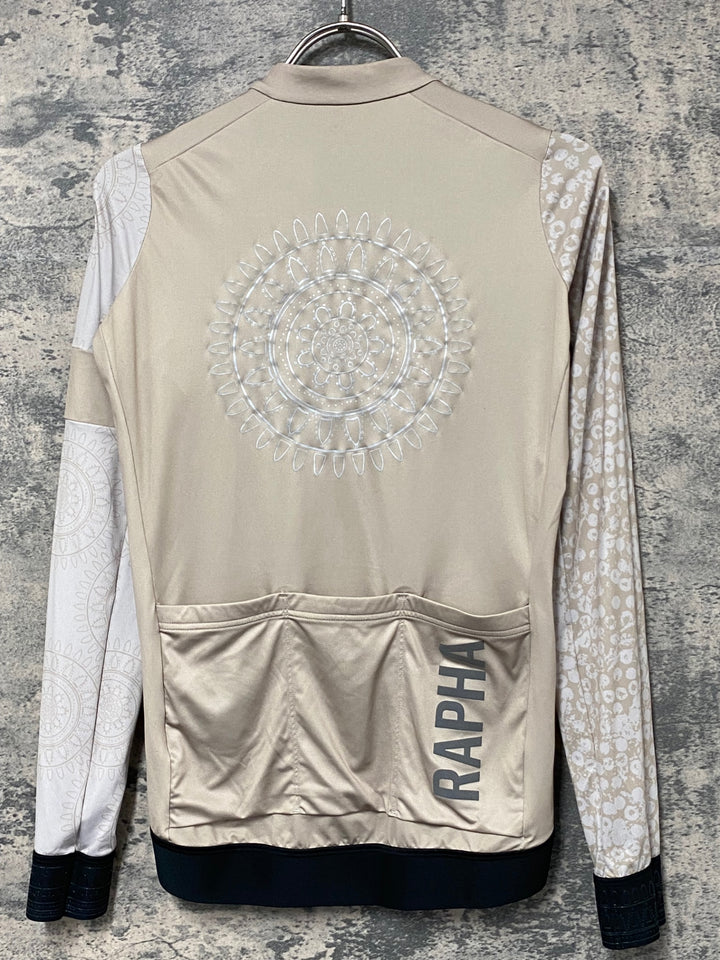 JZ173 ラファ Rapha PRO TEAM LONG SLEEVE TRAINING JERSEY 長袖 サイクルジャージ ベージュ S ※汚れ