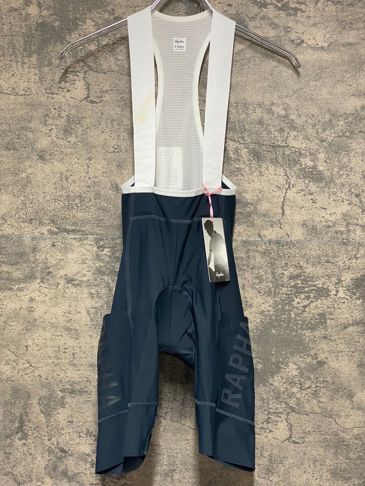 KM118 ラファ Rapha WOMEN'S PRO TEAM CARGO BIB SHORTS ビブショーツ 紺 XS ※ゴム汚れあり