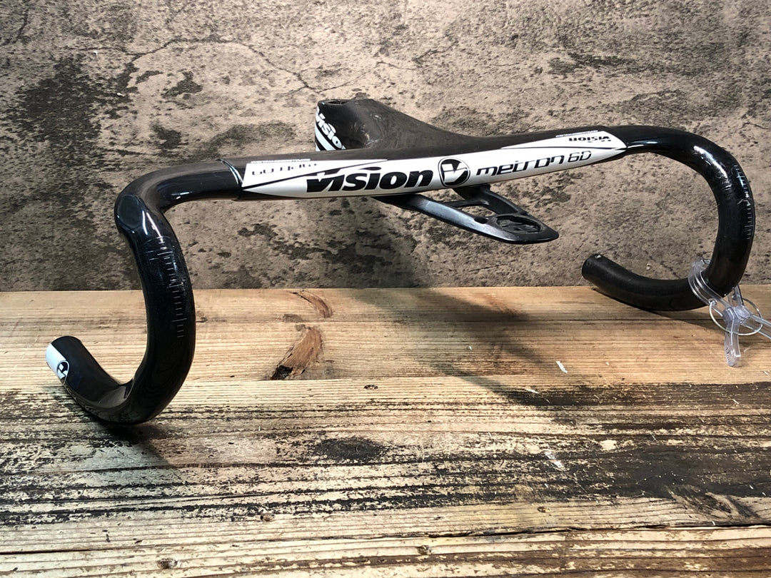 JK950 ヴィジョン Vision メトロン METRON 6D カーボン ドロップハンドル 420mm 110mm マウント付※コラムキャップ欠品、クラックの疑いあるためジャンク