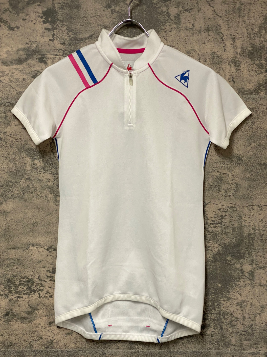 JT493 ルコックスポルティフ le coq sportif 半袖 サイクルジャージ ハーフジップ 白 M