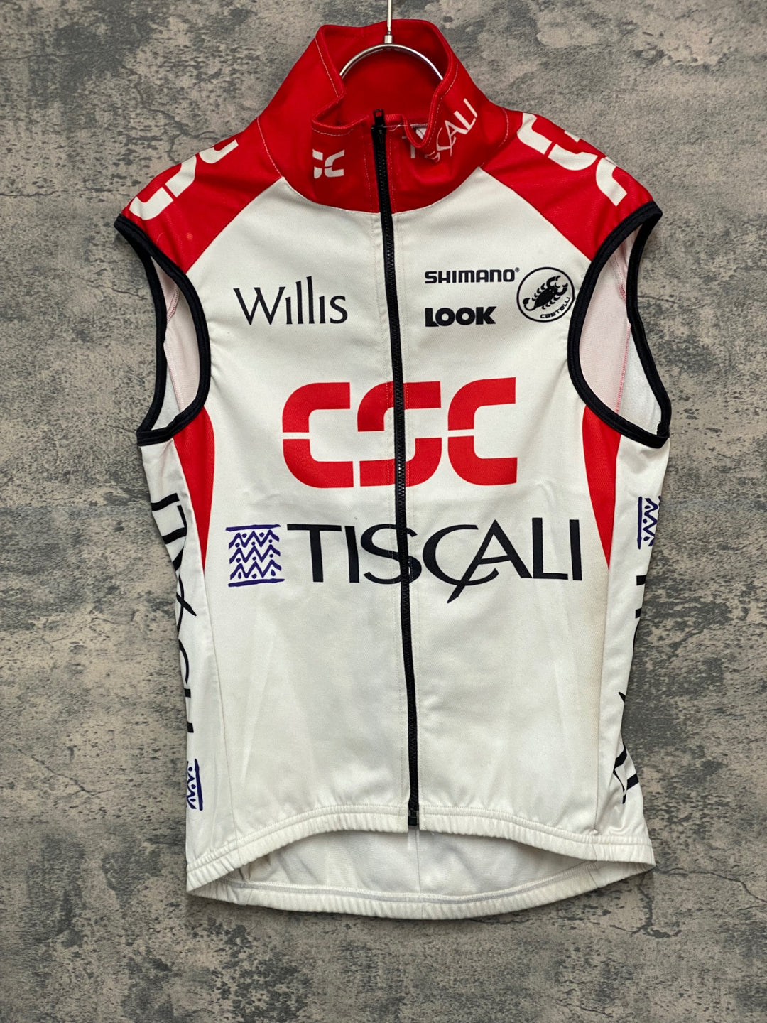 JV556 カステリ CASTELLI ジレ サイクルベスト 白 赤 CSC サイズ不明
