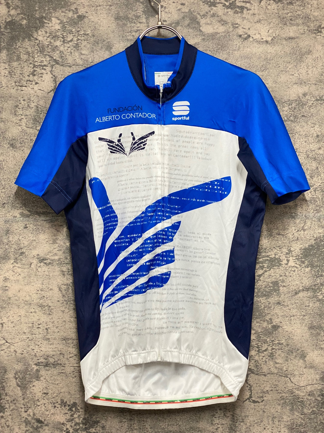 KJ816 スポーツフル sportful 半袖 サイクルジャージ 青 白 M ALBERTO CONTADOR