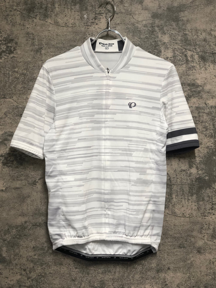 JU587 パールイズミ PEARL iZUMi 半袖 サイクルジャージ 白 グレー ボーダー L