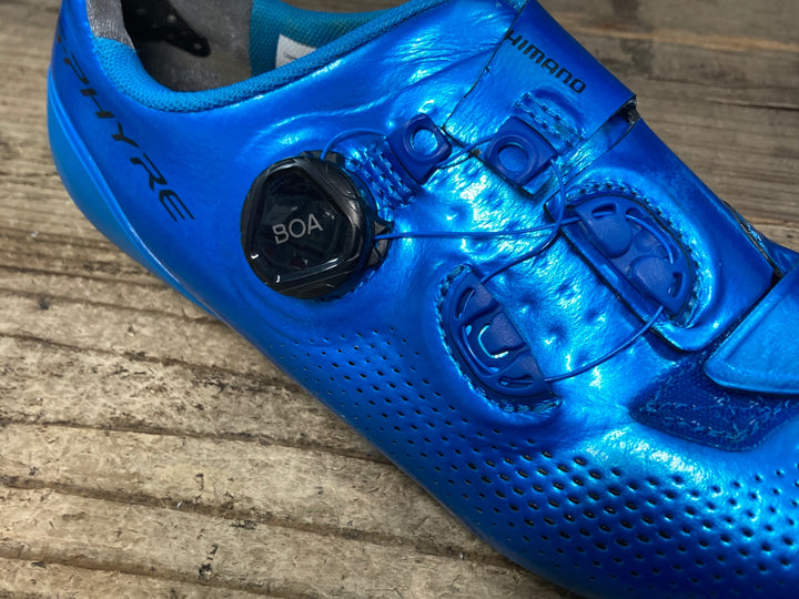 JY155 シマノ SHIMANO S-PHYRE SHRC901 B01 S ビンディングシューズ 3穴 青 EU40.5 ※ボルト受け欠の為ジャンク