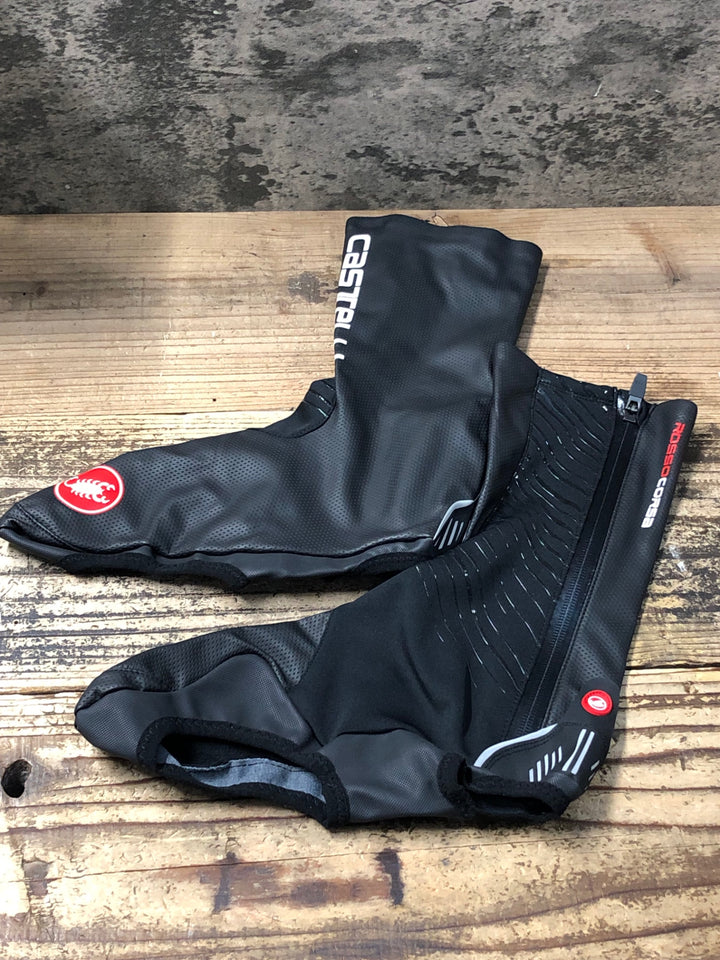 KC796 カステリ CASTELLI ロッソコルサ ROSSO CORSA シューズウォーマー 黒 L 裏起毛