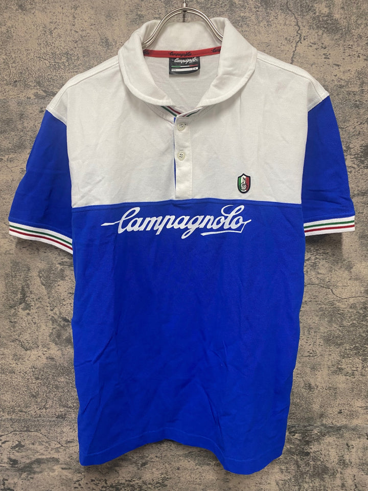 JO210 カンパニョーロ Campagnolo 半袖 ポロシャツ 白 青 XL