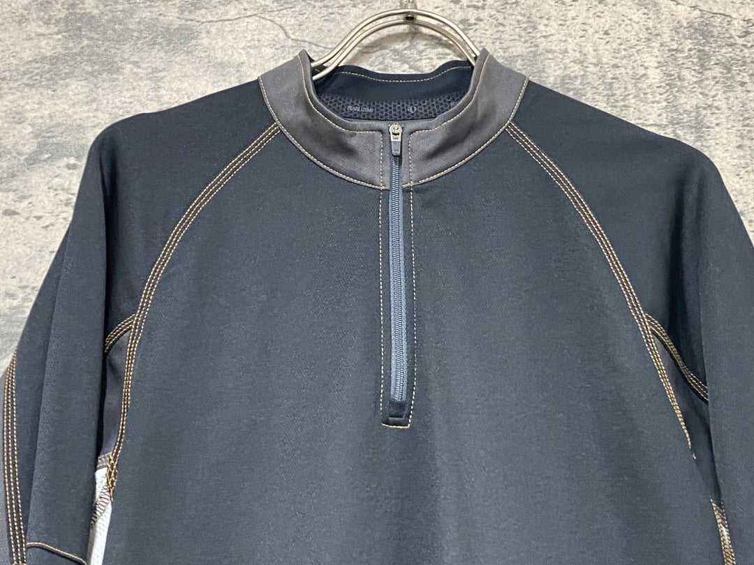 JX224 パールイズミ PEARL iZUMi 長袖 サイクルジャージ 黒グレー L 印字ヒビ割れあり