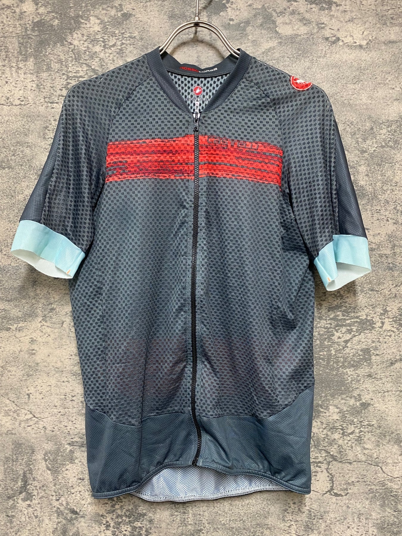 カステリ　XL KB221 カステリ CASTELLI 半袖 サイクルジャージ グレー 赤 XL