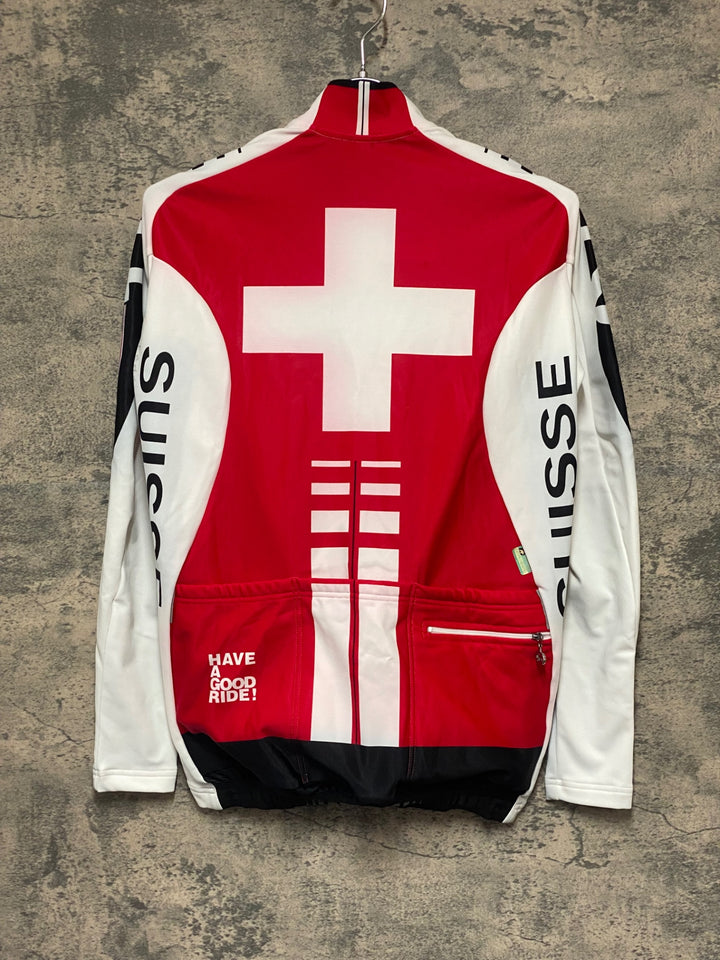 KR246 アソス assos 長袖 サイクルジャージ 白 赤 S 裏起毛