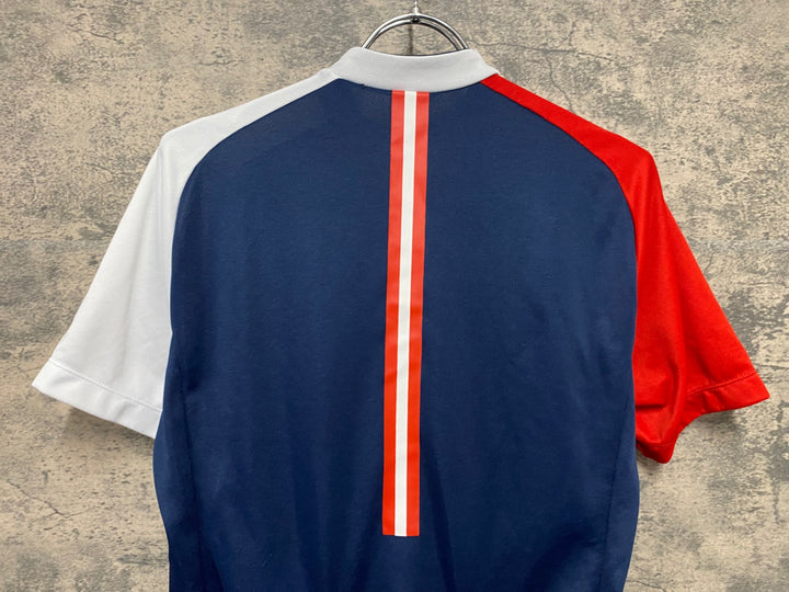 JQ121 ルコックスポルティフ le coq sportif 半袖 サイクルジャージ 紺 M ※ほつれあり