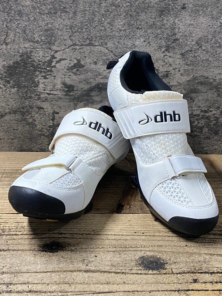 KH259 dhb TRINITY TRI ビンディングシューズ 2穴/3穴両対応 EU45 白 トライアスロン向け