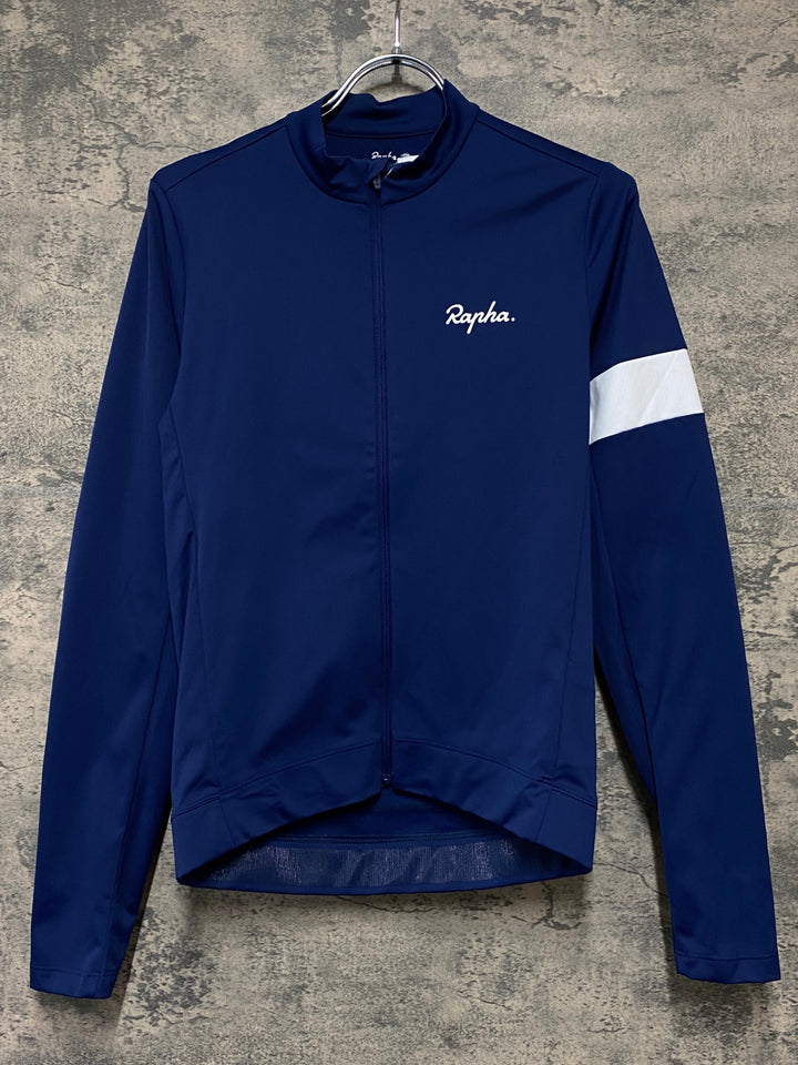 KI809 ラファ Rapha MEN'S CORE THERMAL LONG SLEEVE JERSEY 長袖 サイクルジャージ 紺 S 裏起毛