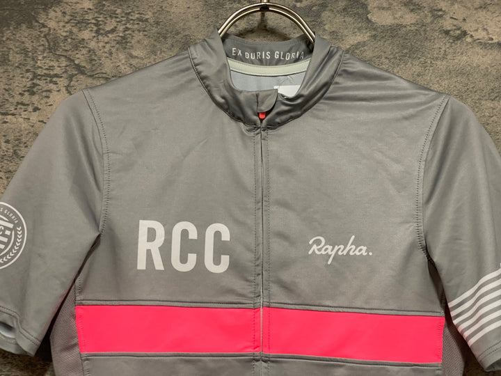 KF597 ラファ Rapha WOMEN'S RCC JERSEY 半袖 サイクルジャージ グレー M レディース ほつれ