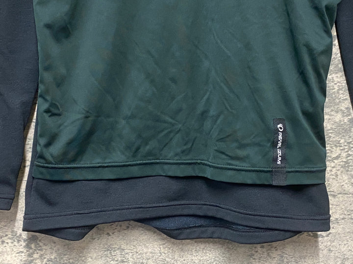 KQ637 パールイズミ PEARL iZUMi 長袖 ベースレイヤー 黒 深緑 M ハーフジップ