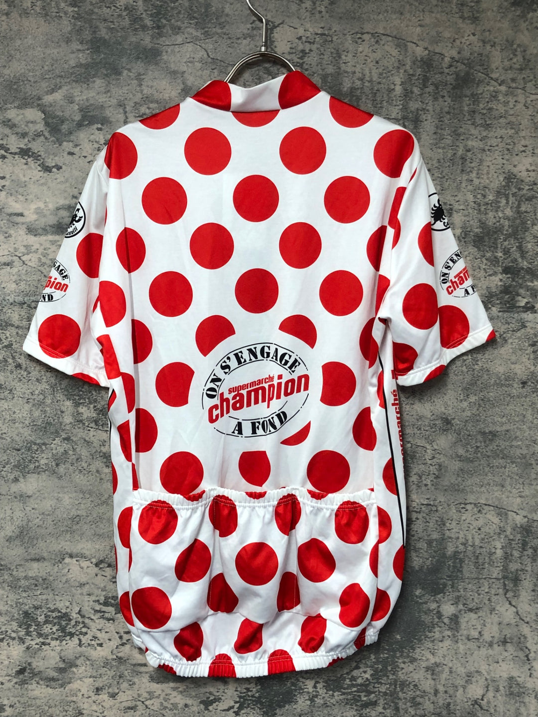 JK453 カステリ CASTELLI 半袖 サイクルジャージ 白 赤 XL ハーフジップ