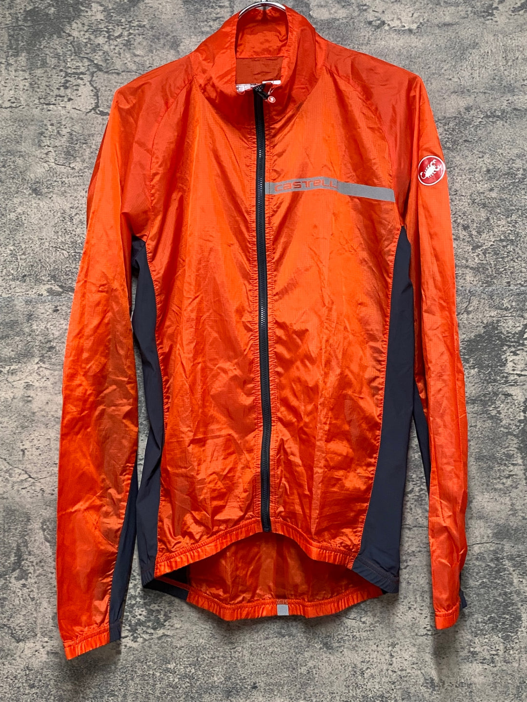KE515 カステリ CASTELLI 長袖 ウィンドブレーカー オレンジ 黒 L