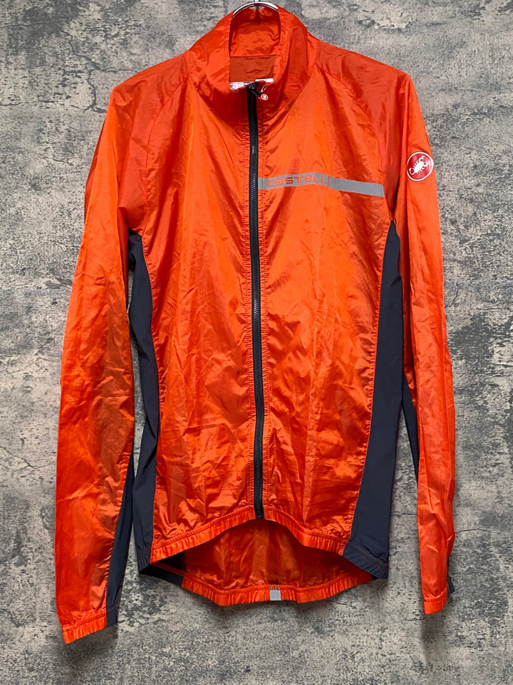 KE515 カステリ CASTELLI 長袖 ウィンドブレーカー オレンジ 黒 L