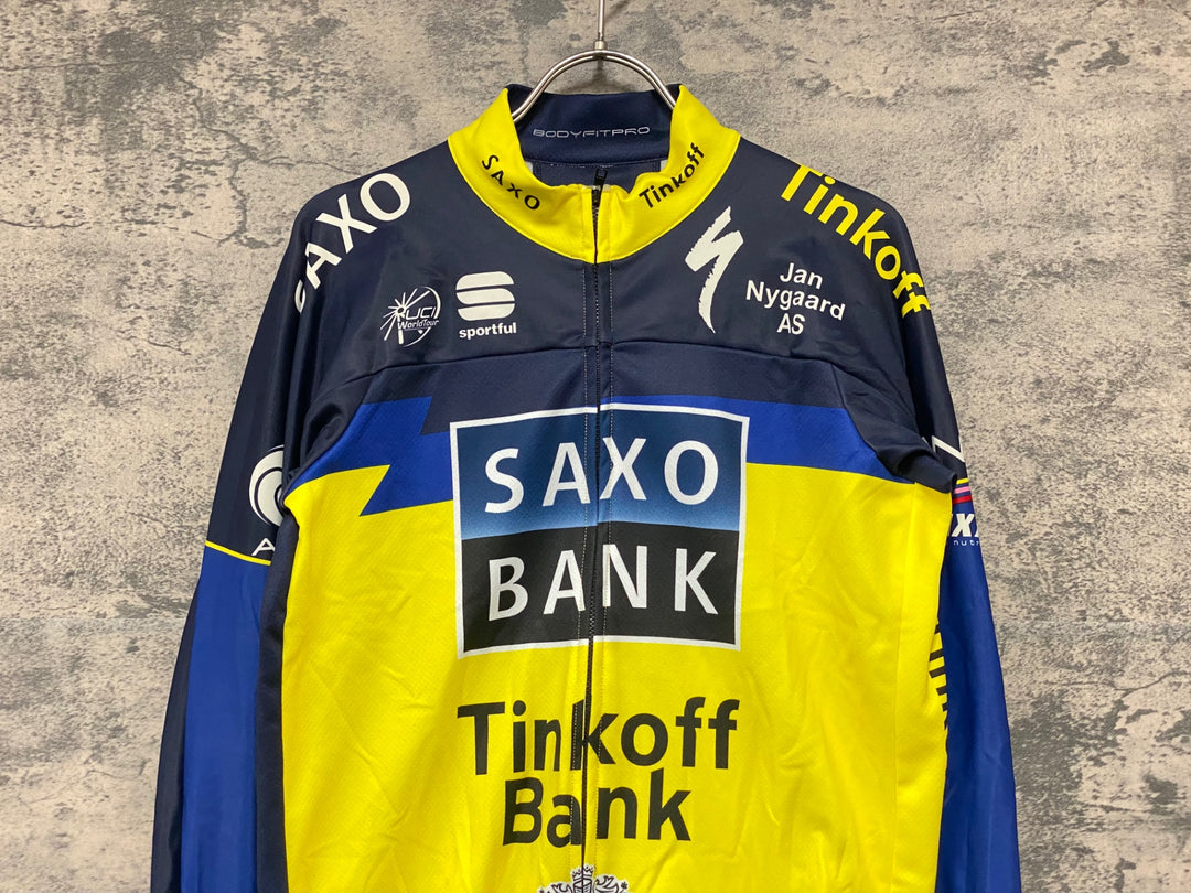 KJ805 スポーツフル sportful 長袖 サイクルジャージ 黃 紺 L 裏起毛 SAXO BANK