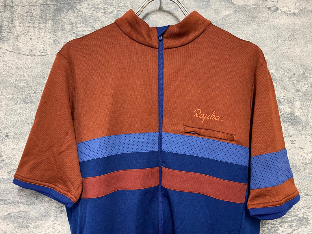 KC380 ラファ Rapha BREVET JERSEY Ⅱ 半袖 サイクルジャージ 茶 紺 M